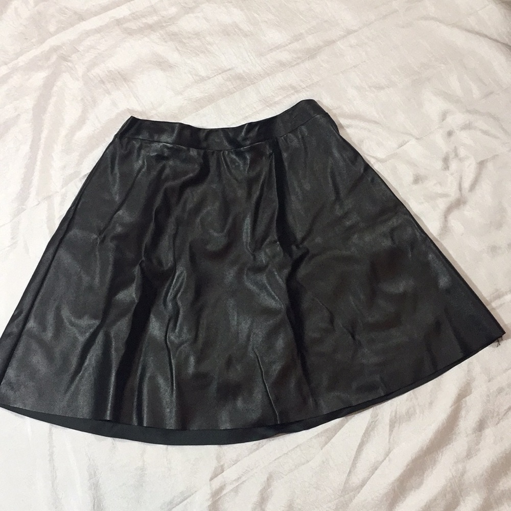 Faux black leather skater skirt